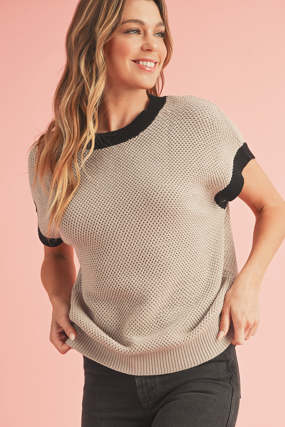 Contrast Trim Knit Top