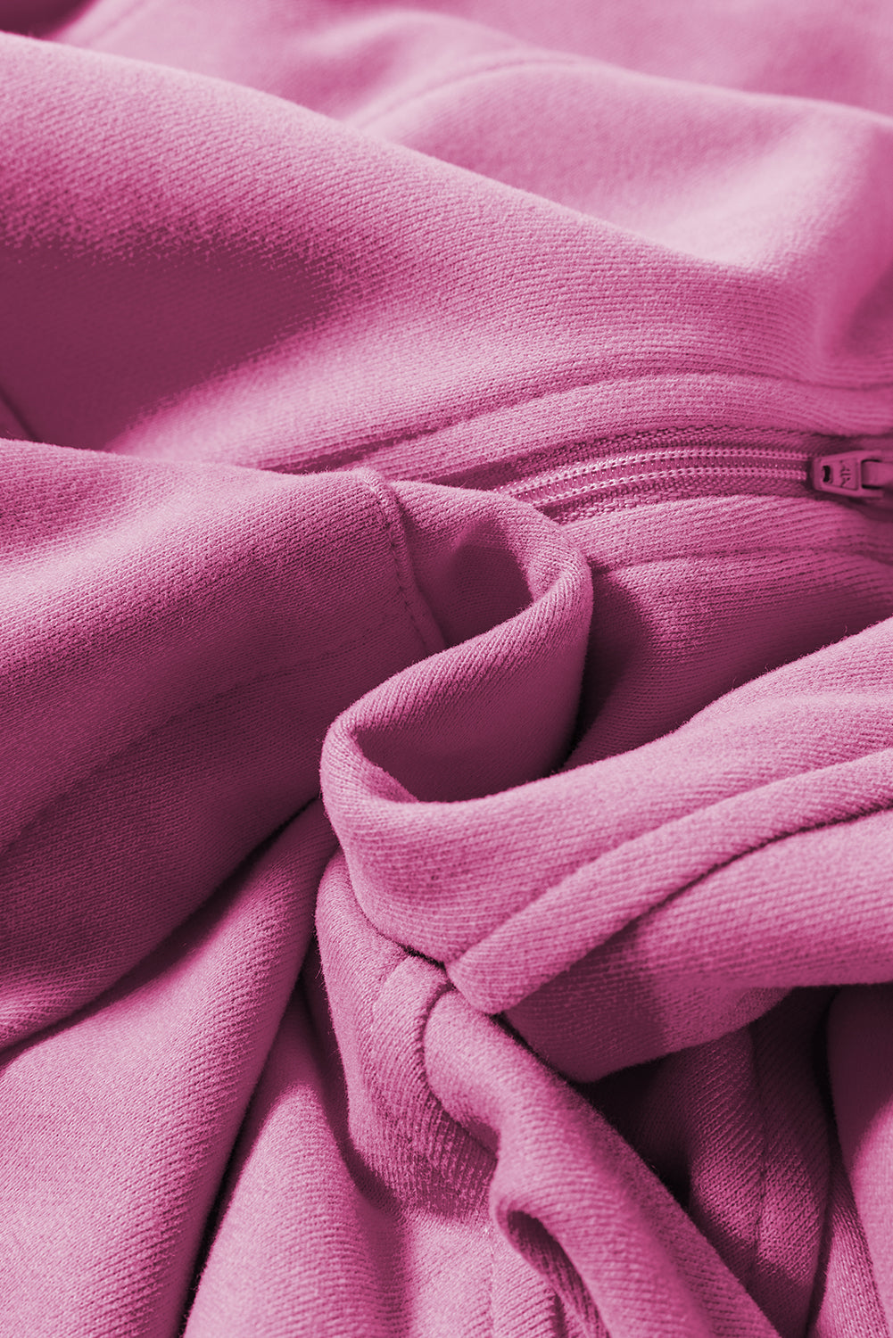 Zip Up Pop Collar Ribbed Sweatshirt