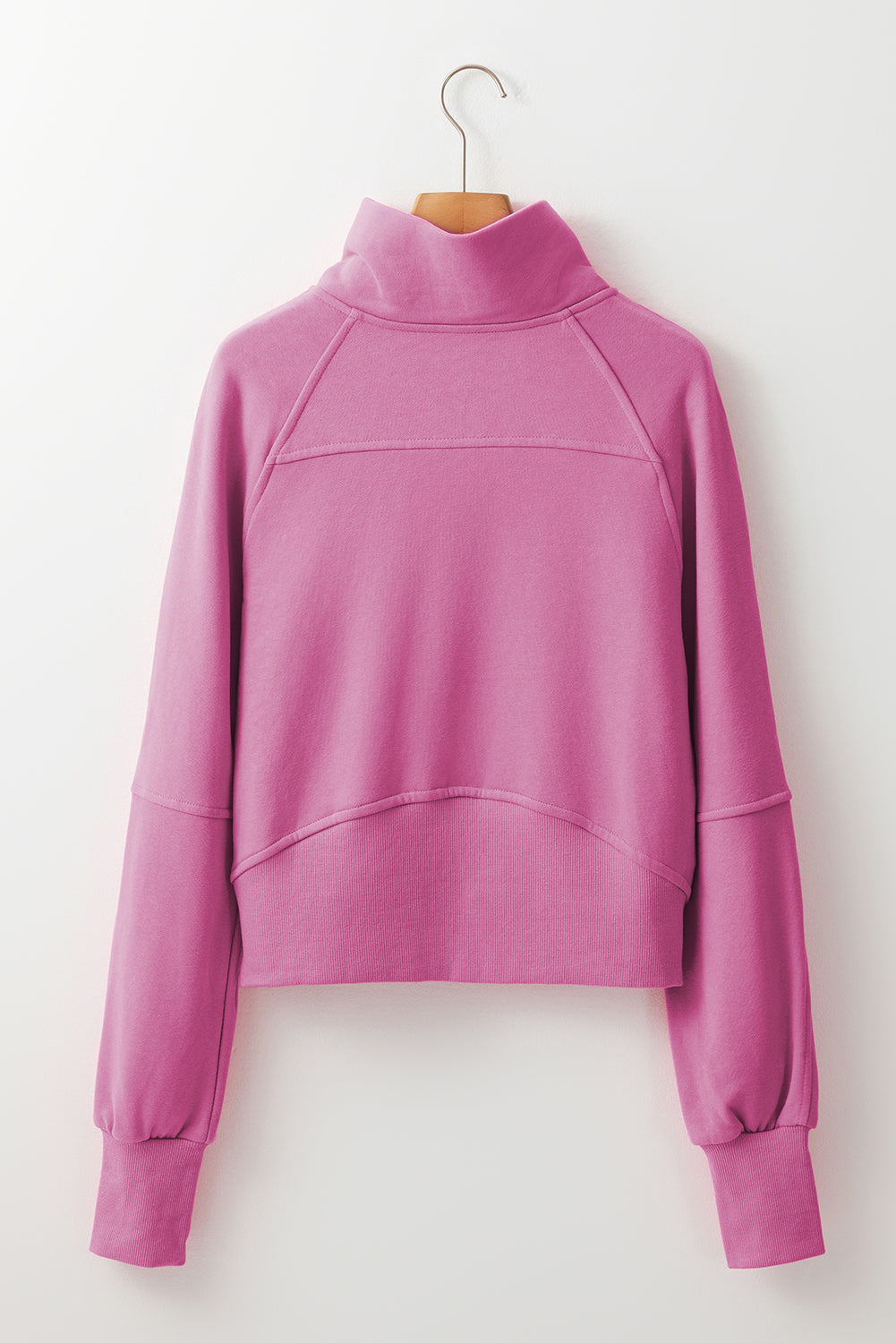Zip Up Pop Collar Ribbed Sweatshirt