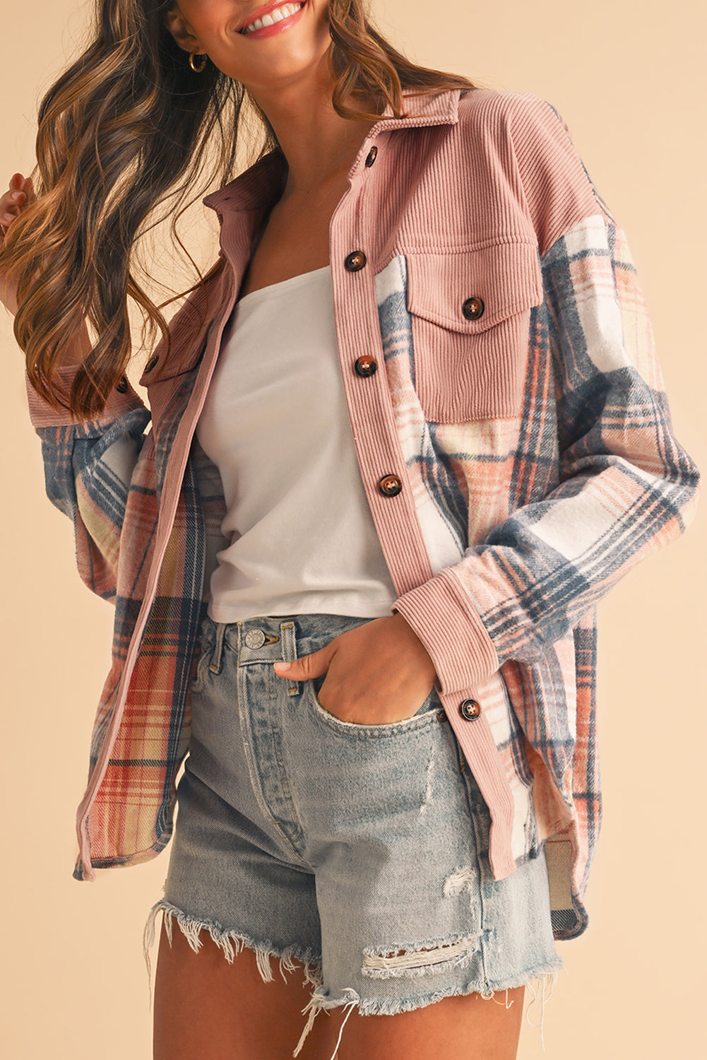 Plaid Corduroy Shacket