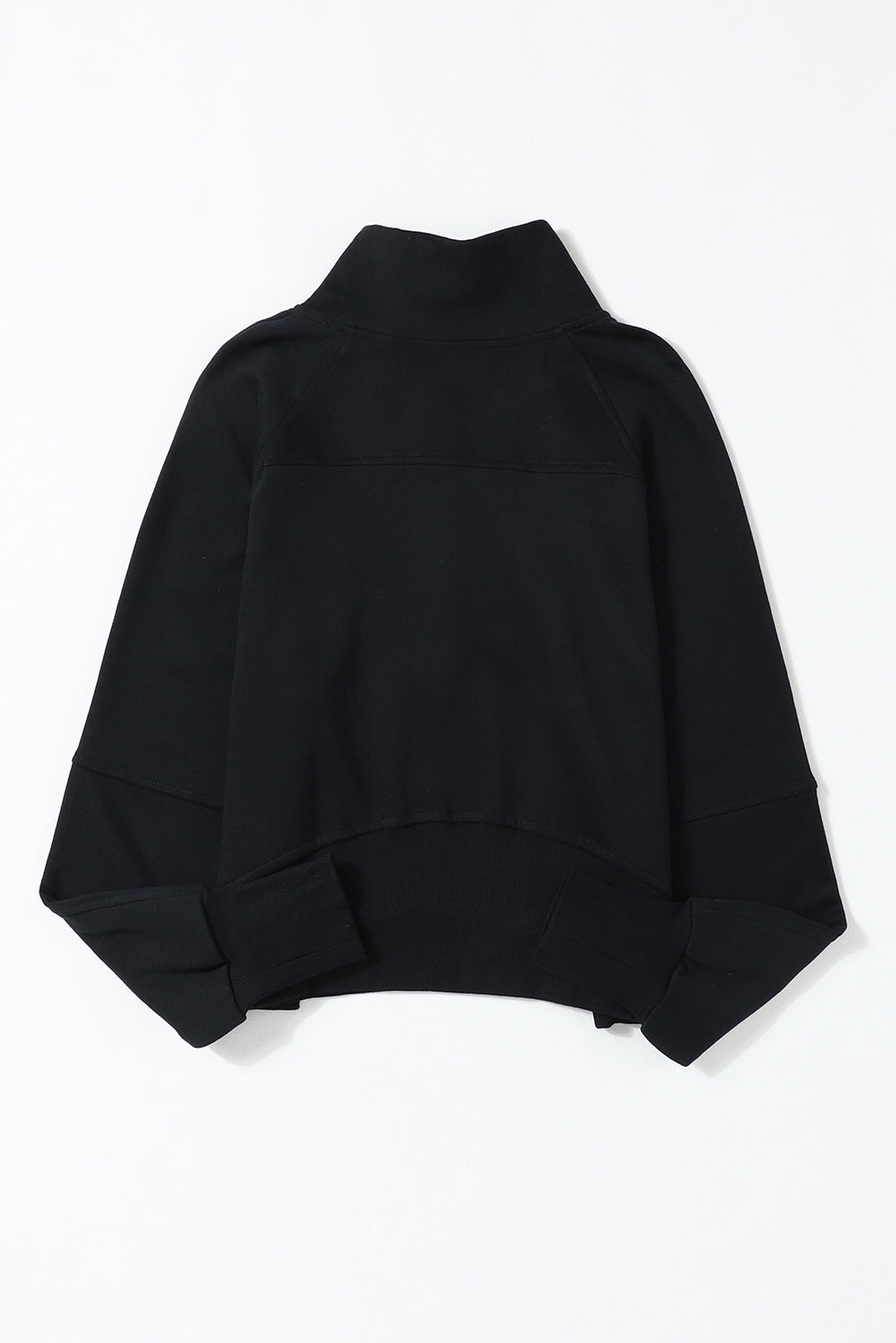 Zip Up Pop Collar Ribbed Sweatshirt