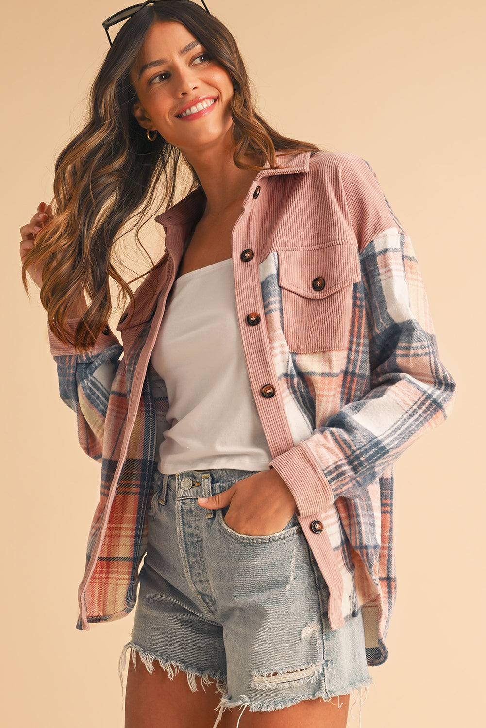Plaid Corduroy Shacket