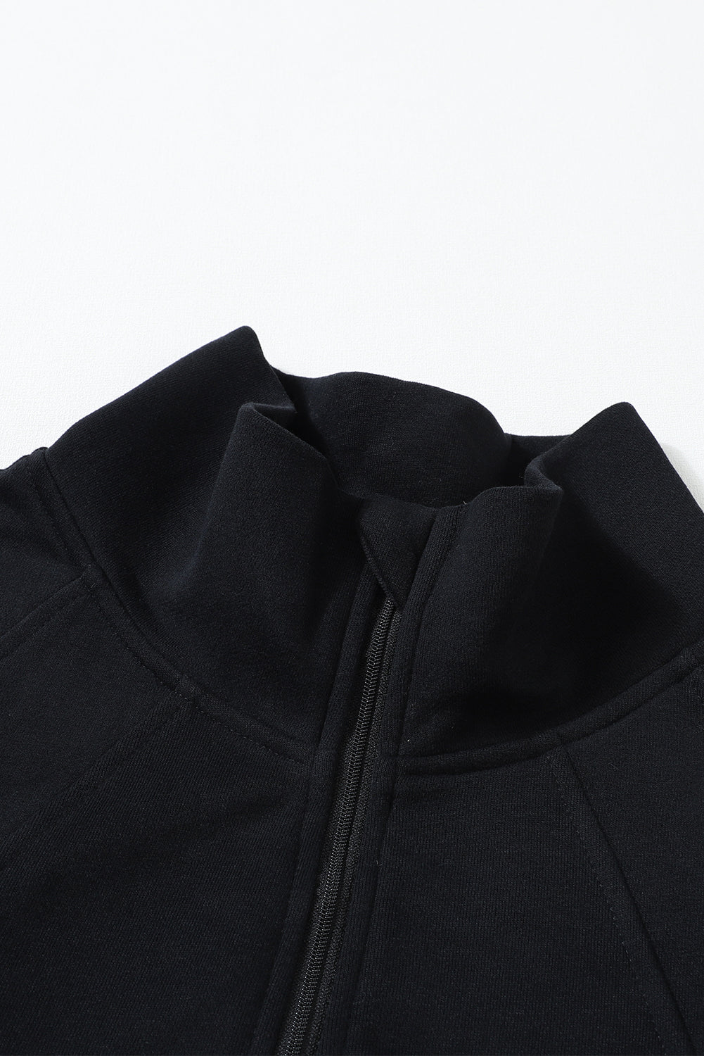 Zip Up Pop Collar Ribbed Sweatshirt