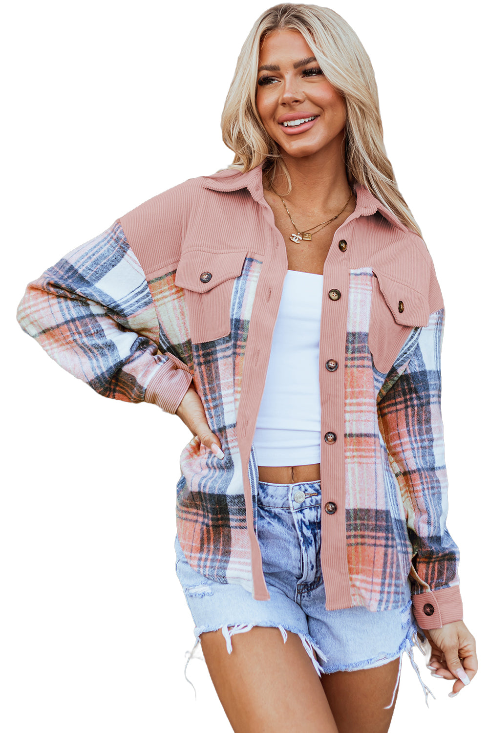 Plaid Corduroy Shacket