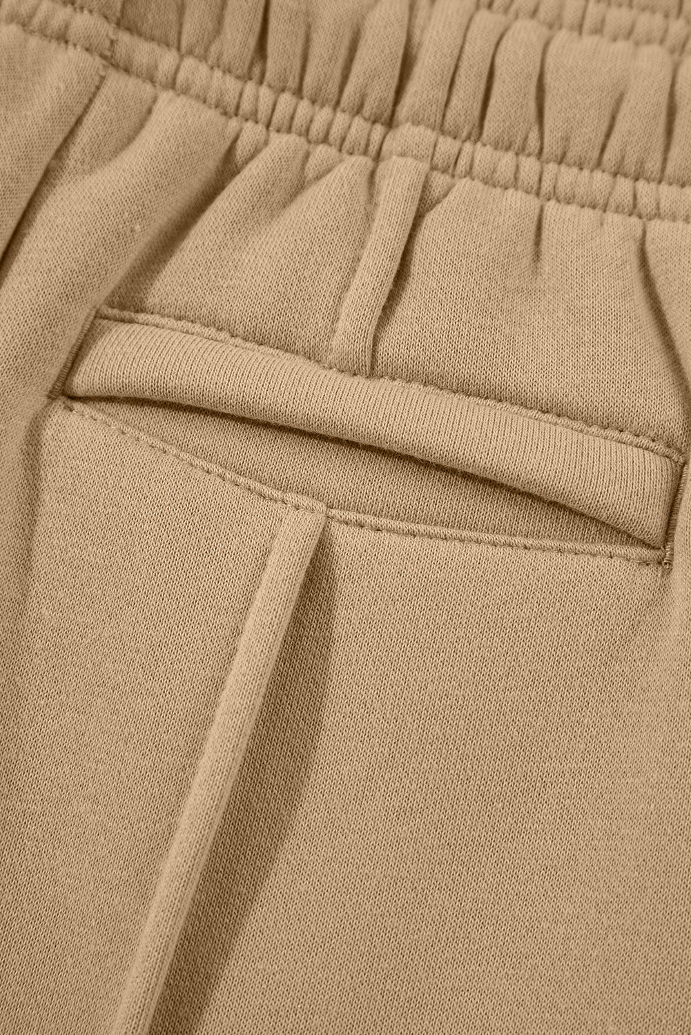 Khaki Drawstring High Waist Pants