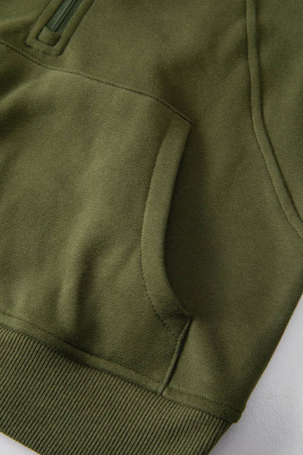 Zip Up Pop Collar Ribbed Sweatshirt