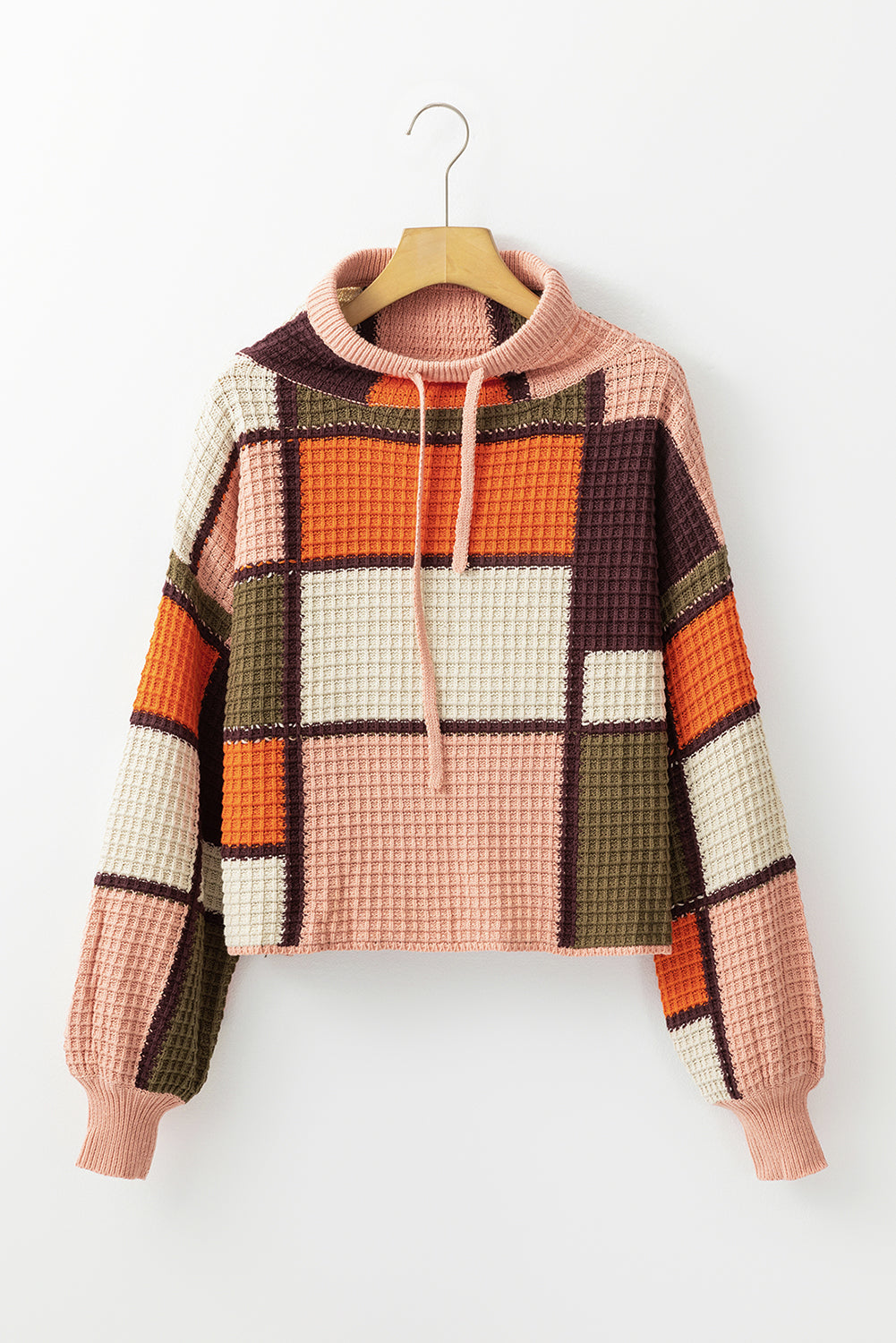 Color Block Waffle Knit Sweater