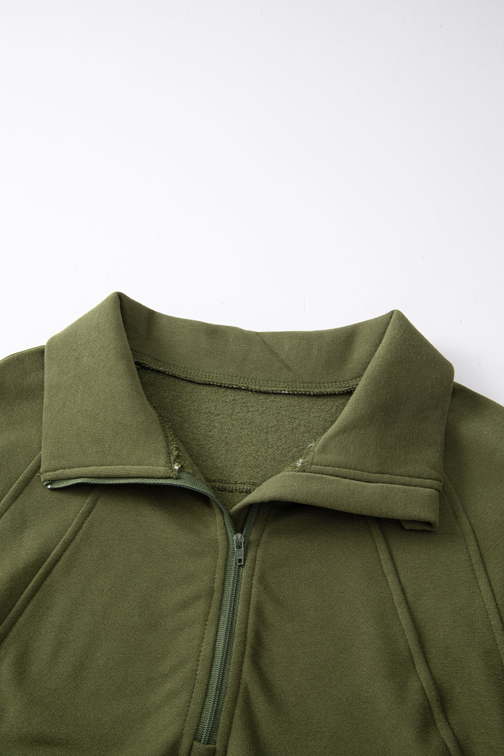 Zip Up Pop Collar Ribbed Sweatshirt