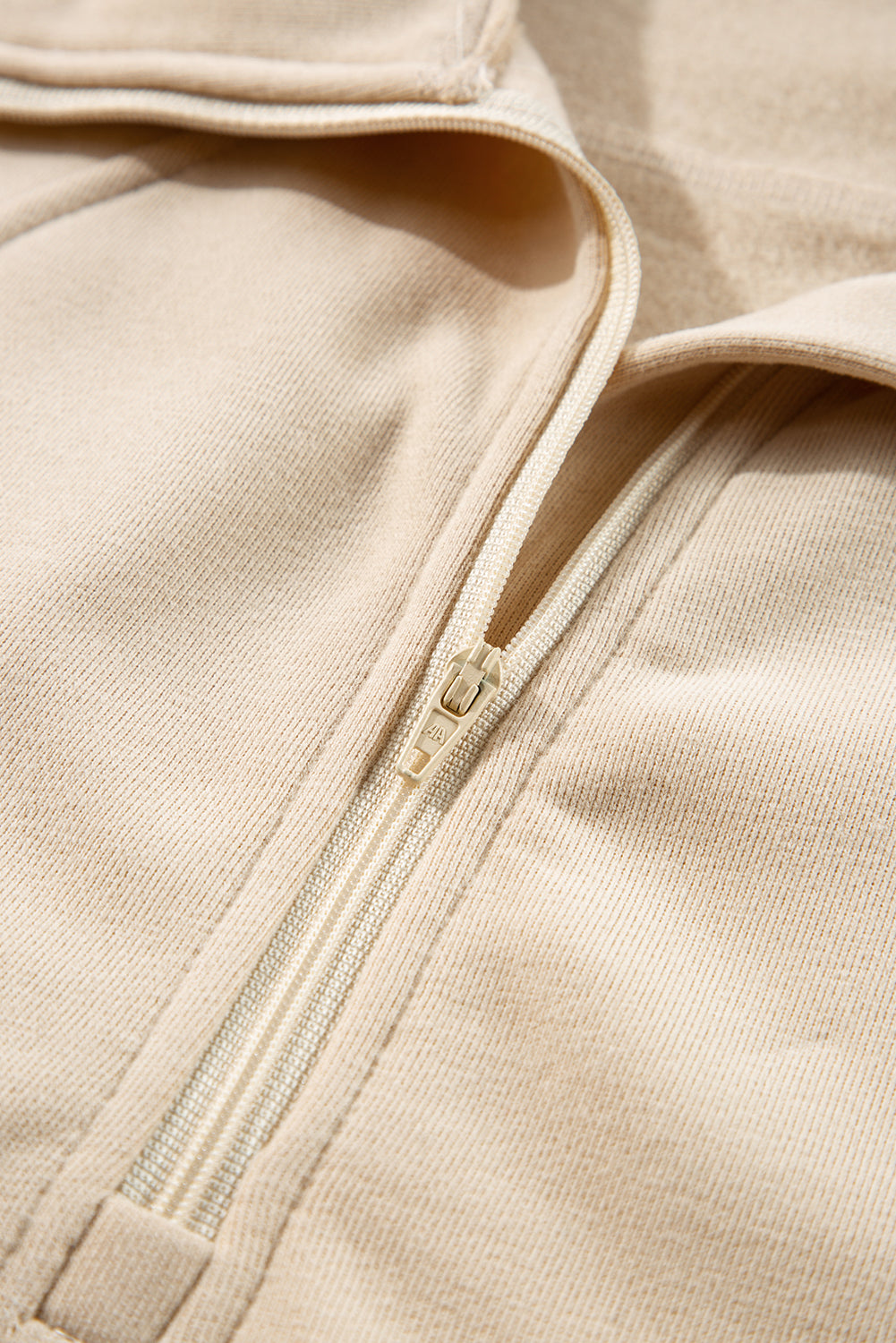 Zip Up Pop Collar Ribbed Sweatshirt
