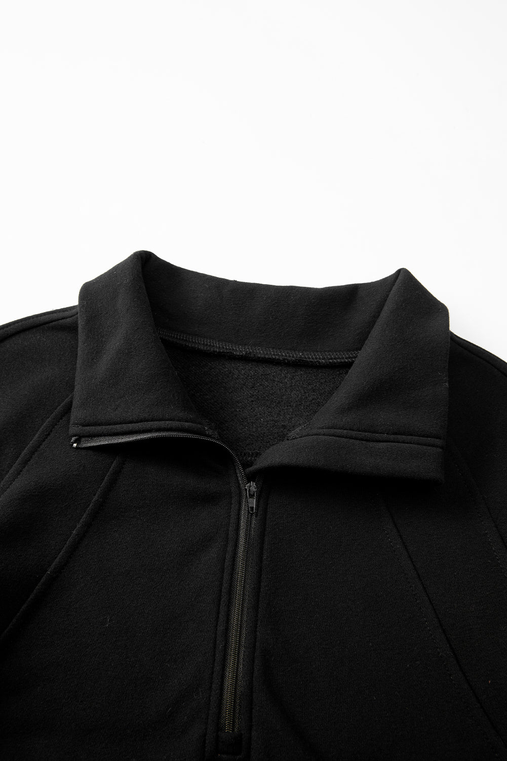 Zip Up Pop Collar Ribbed Sweatshirt