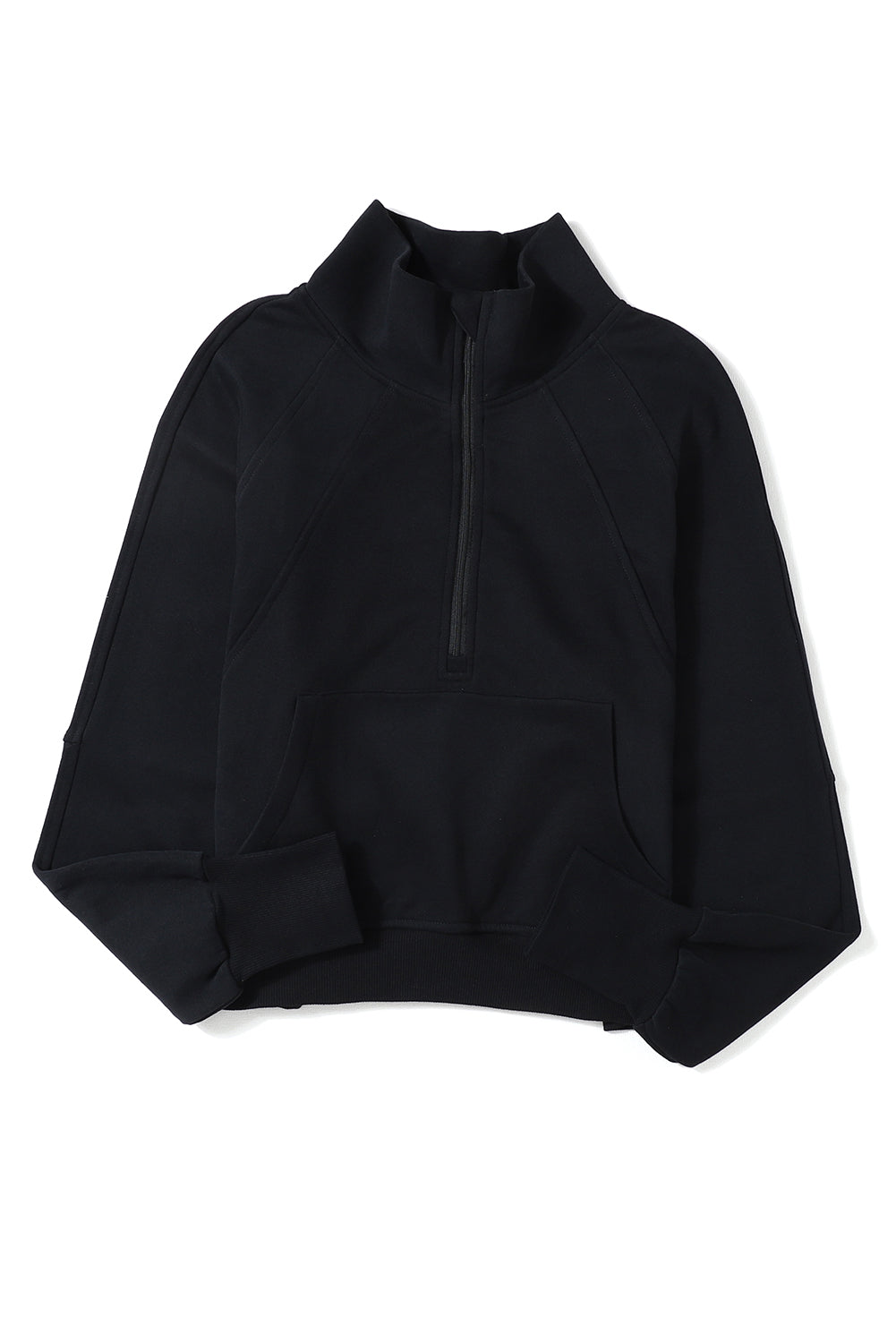 Zip Up Pop Collar Ribbed Sweatshirt