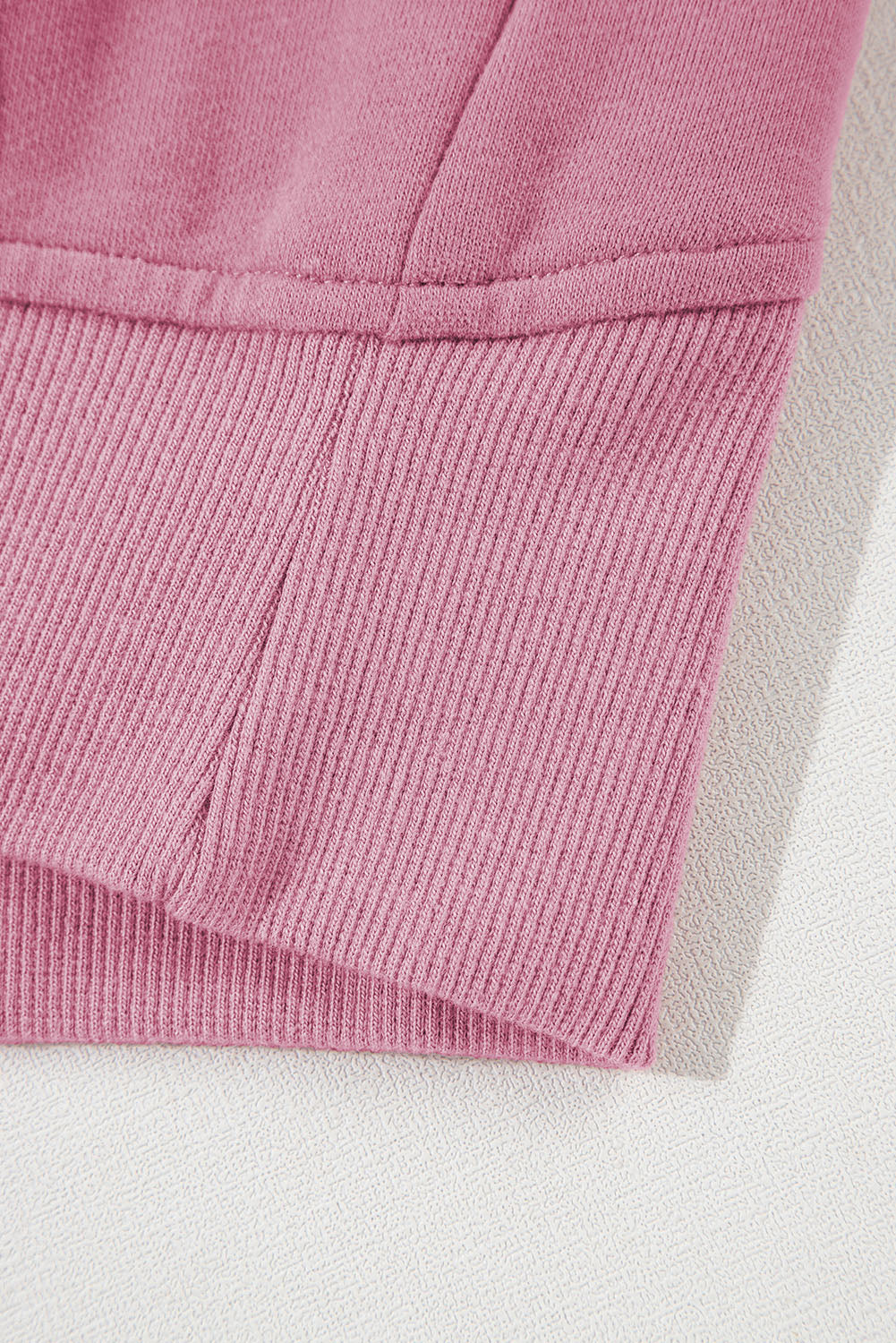 Zip Up Pop Collar Ribbed Sweatshirt