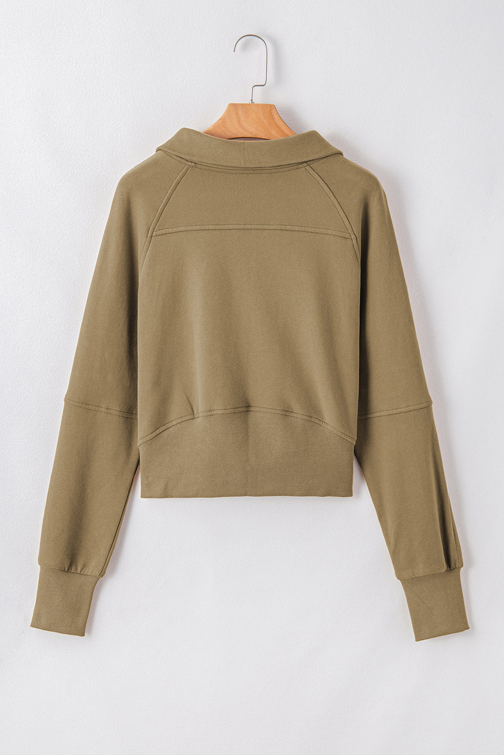 Zip Up Pop Collar Ribbed Sweatshirt