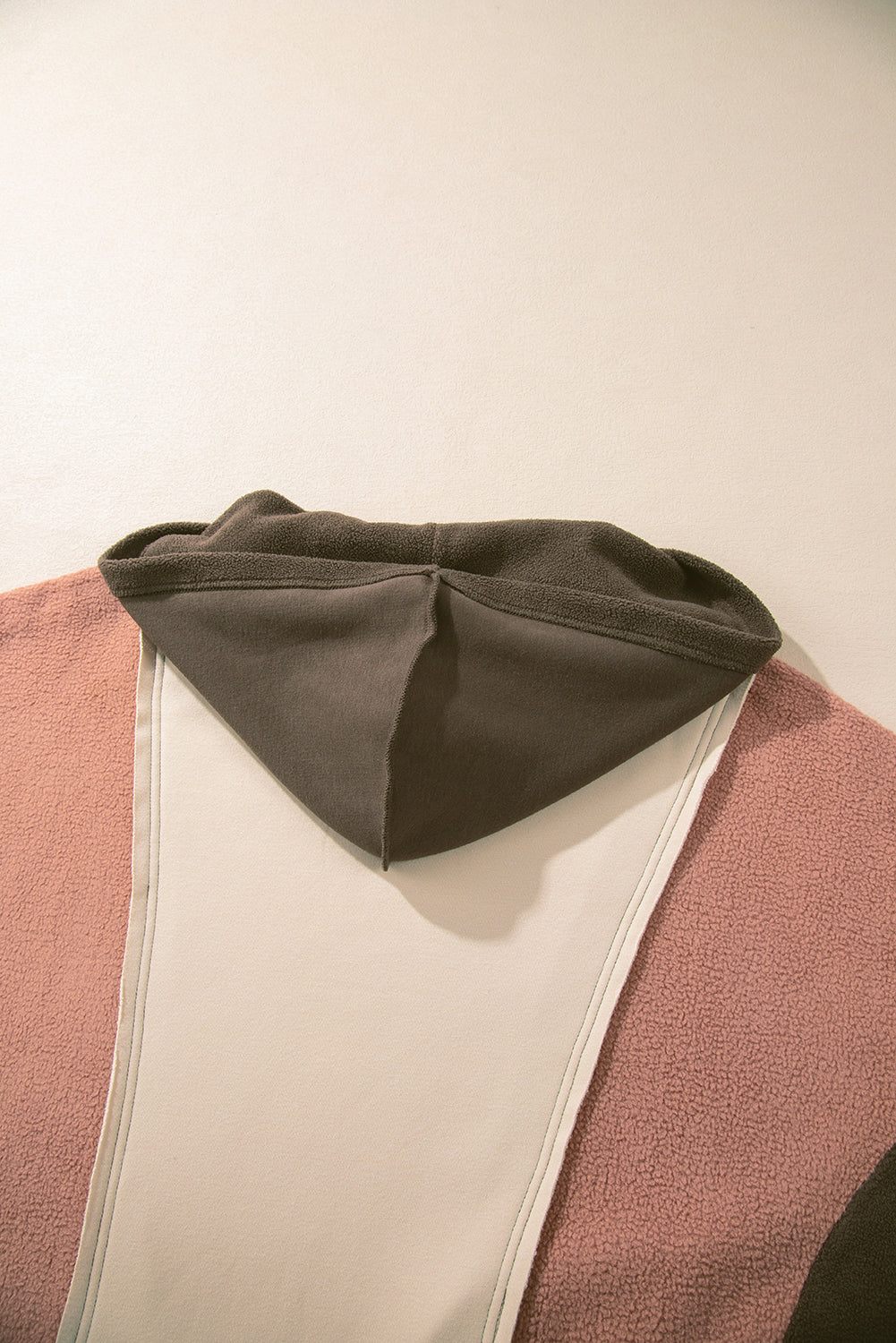 Beige Oversized Patchwork High Low Hoodie