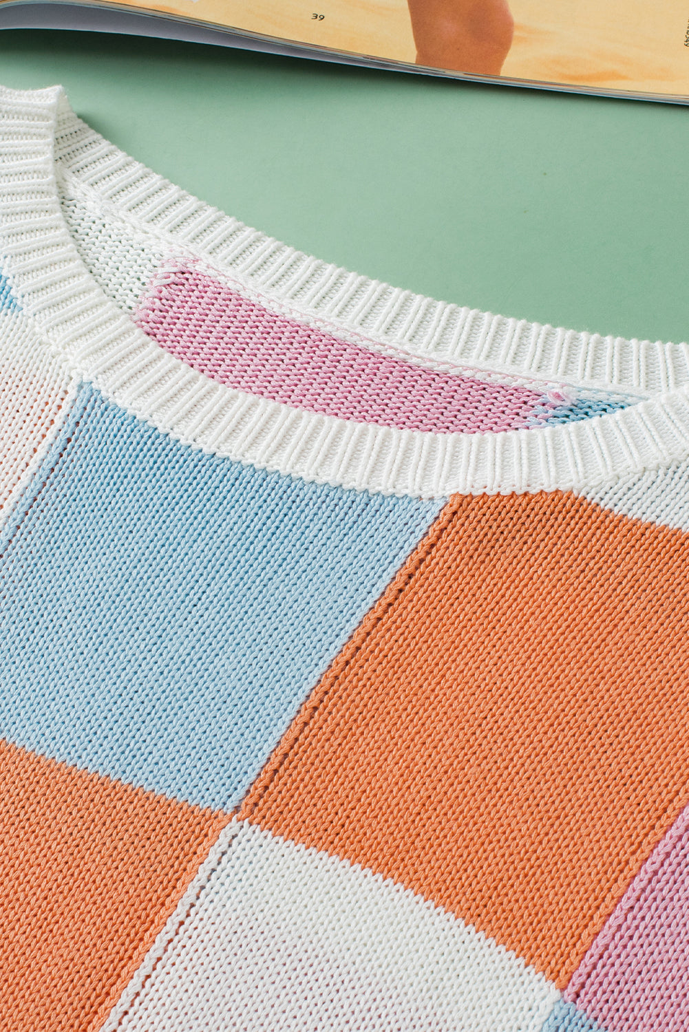 Color Block Cap Sleeve Sweater