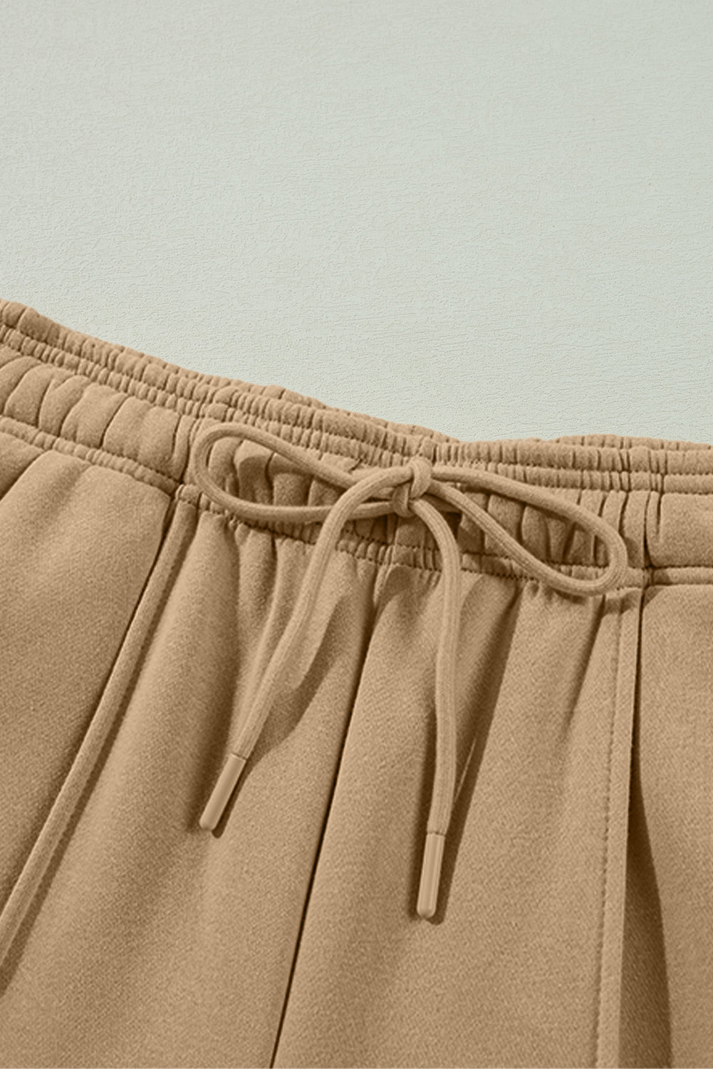 Khaki Drawstring High Waist Pants