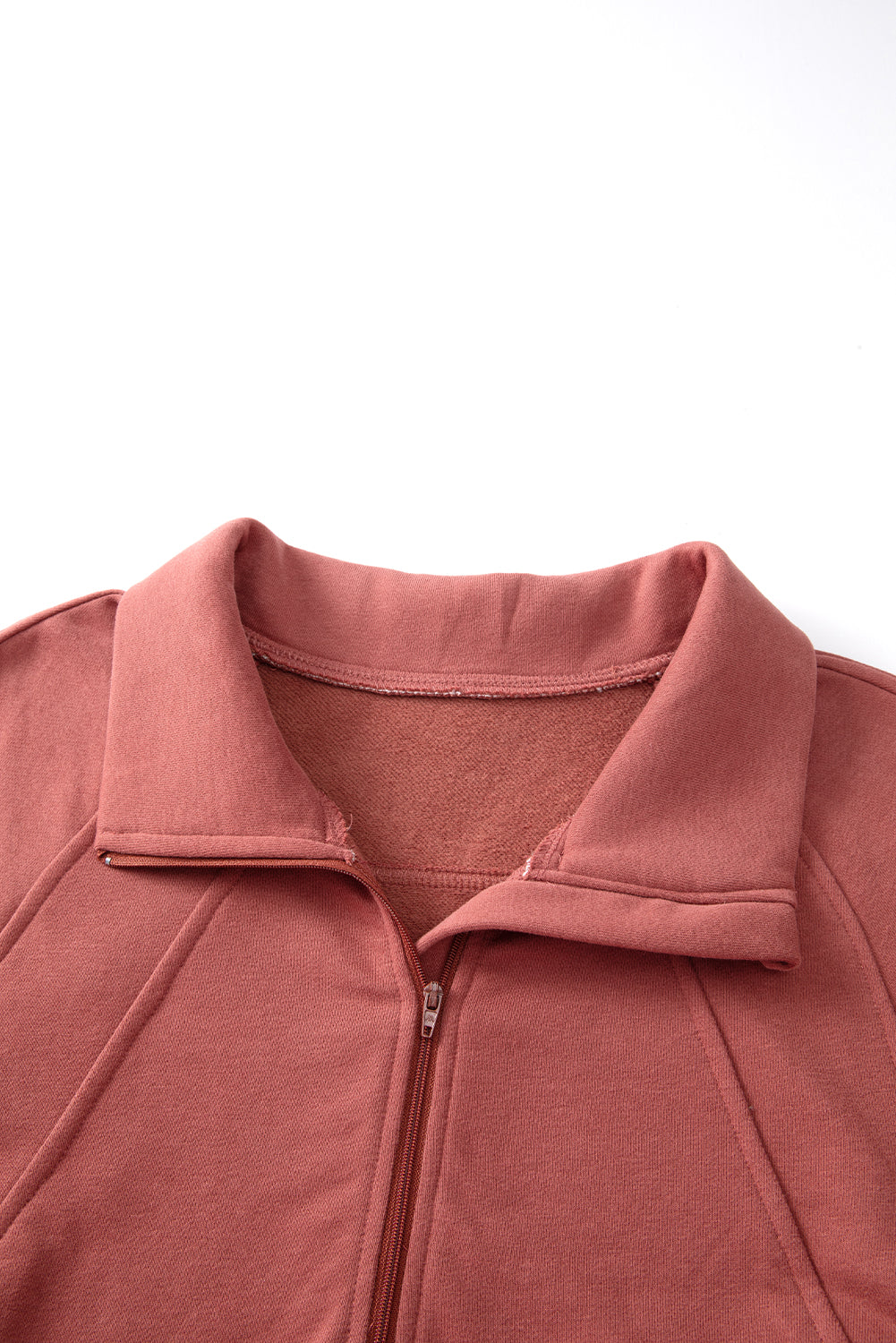 Zip Up Pop Collar Ribbed Sweatshirt