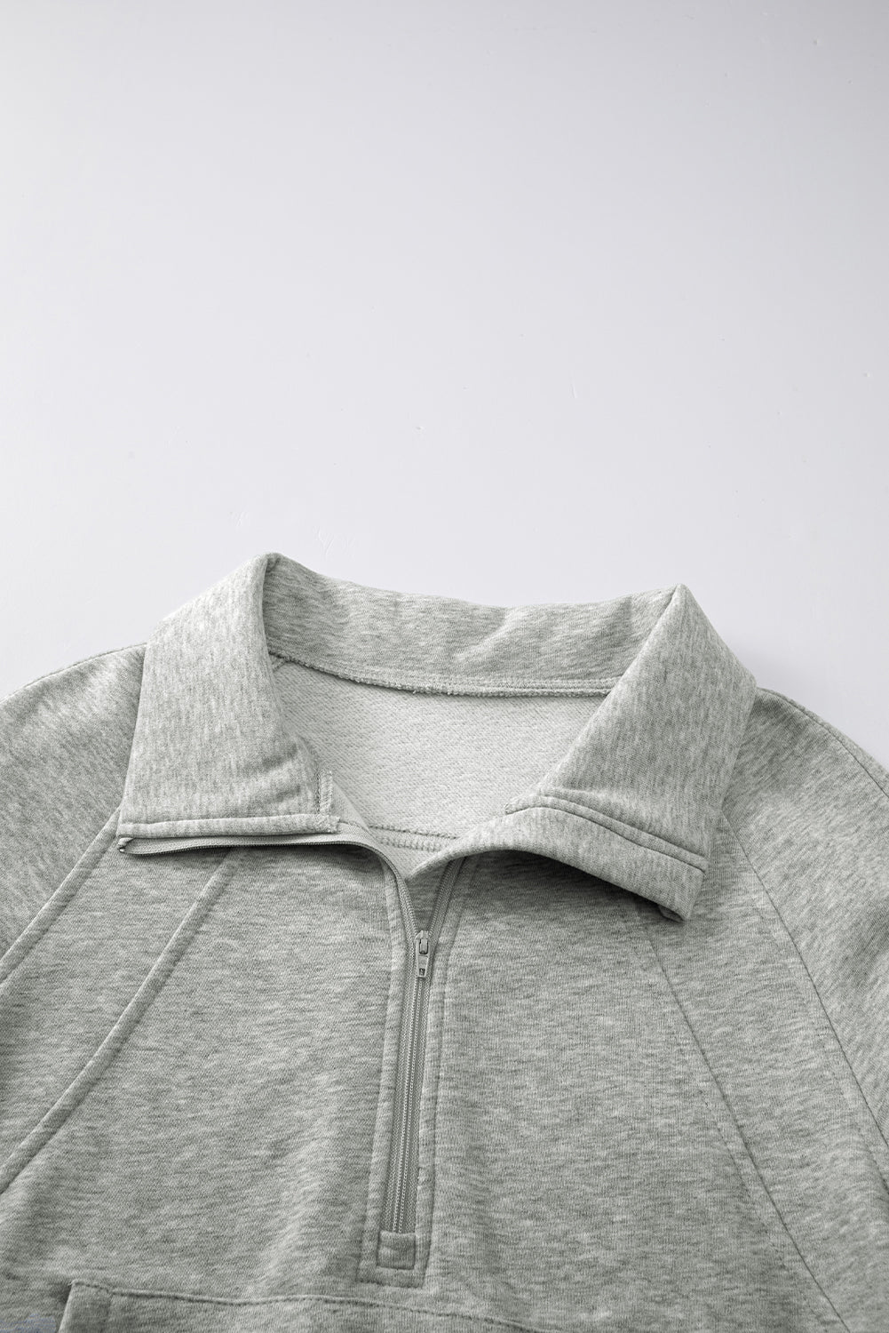 Zip Up Pop Collar Ribbed Sweatshirt