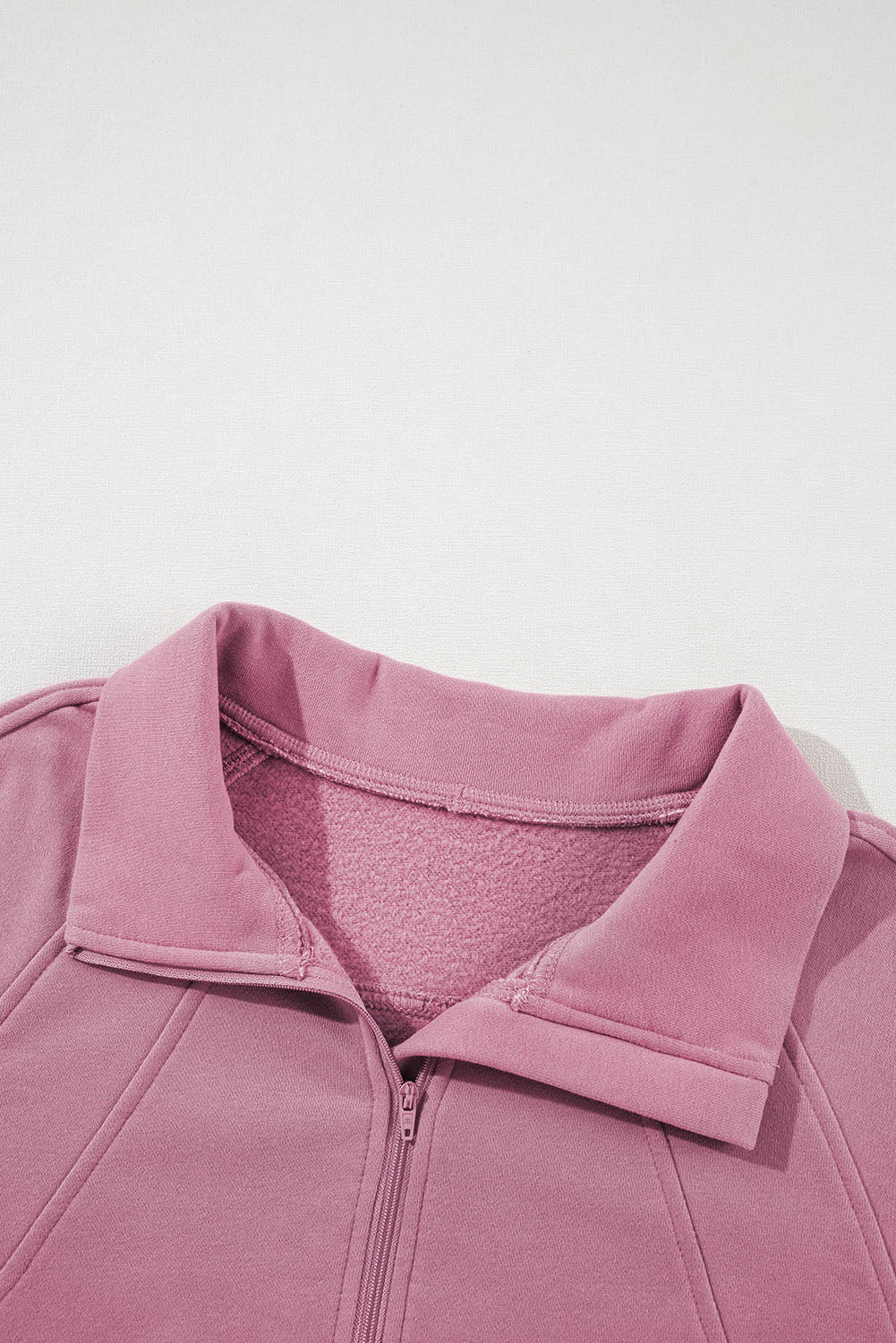 Zip Up Pop Collar Ribbed Sweatshirt