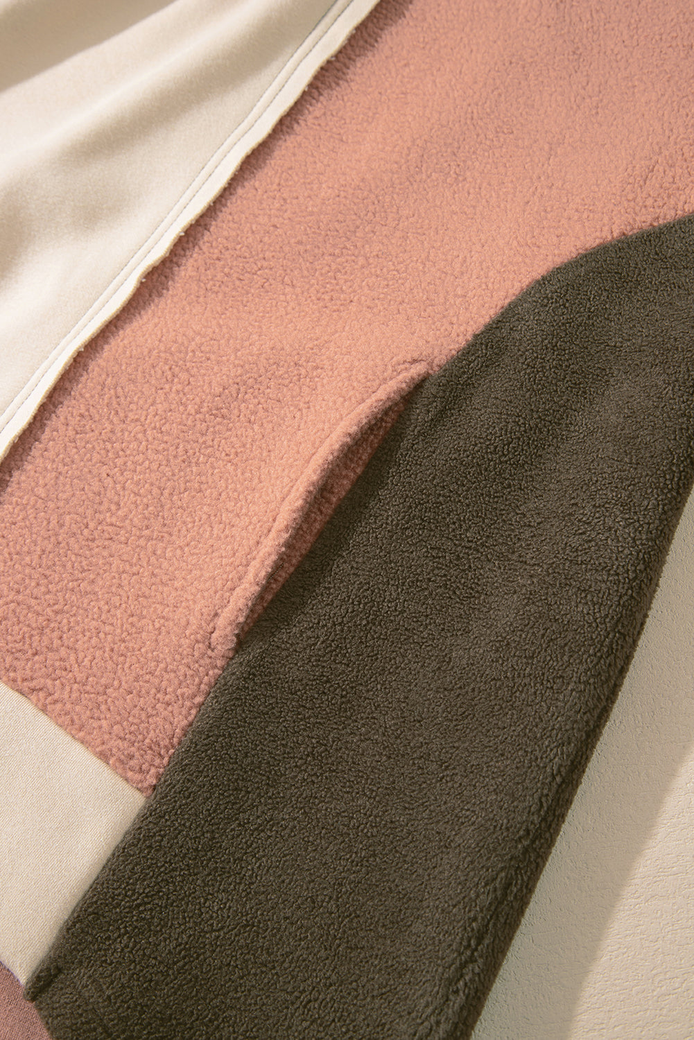Beige Oversized Patchwork High Low Hoodie