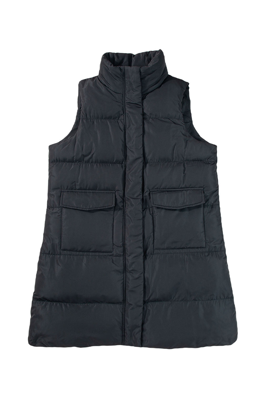 Pocketed Long Puffer Vest