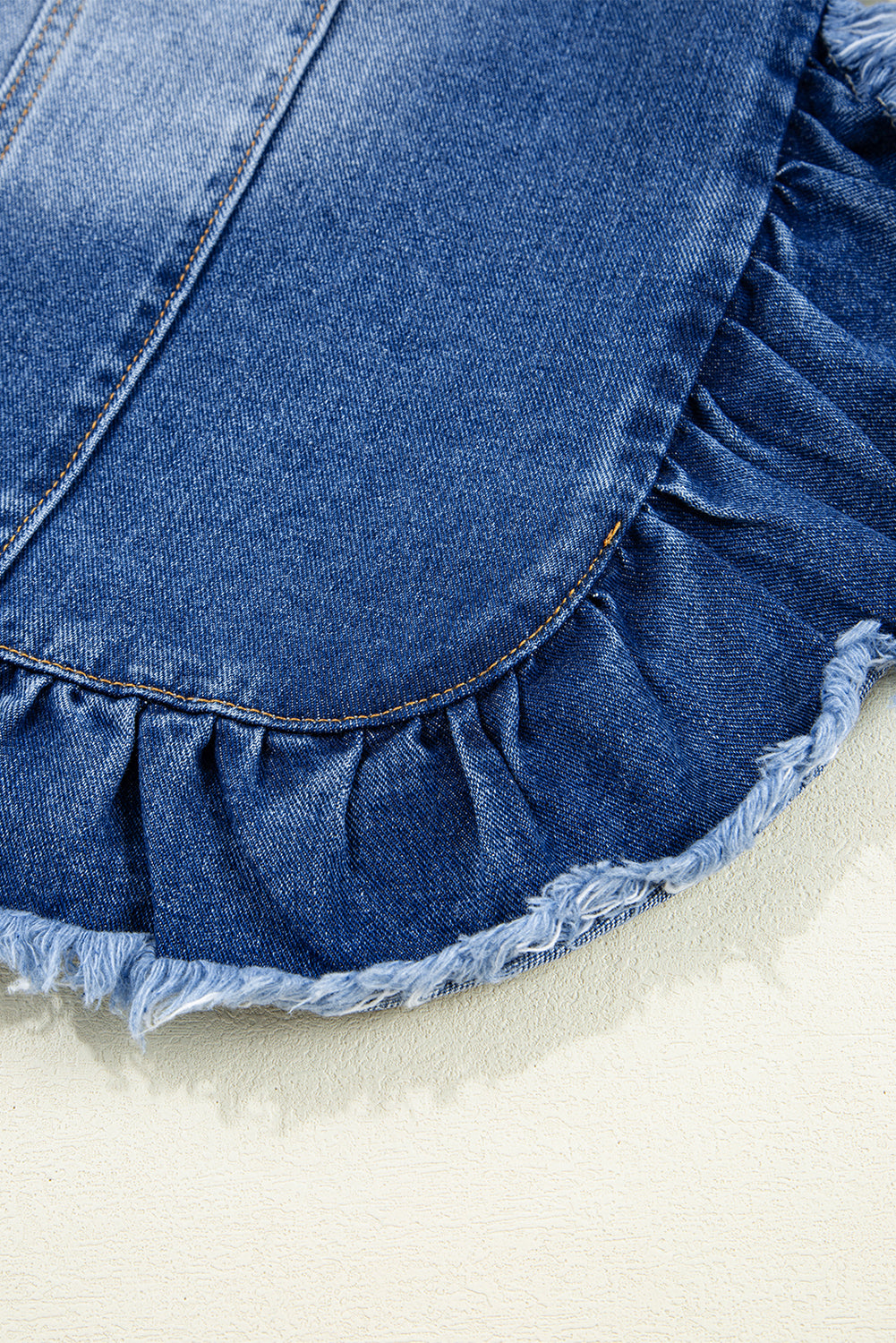 Peacock Ruffled Short Sleeve Denim Jacket