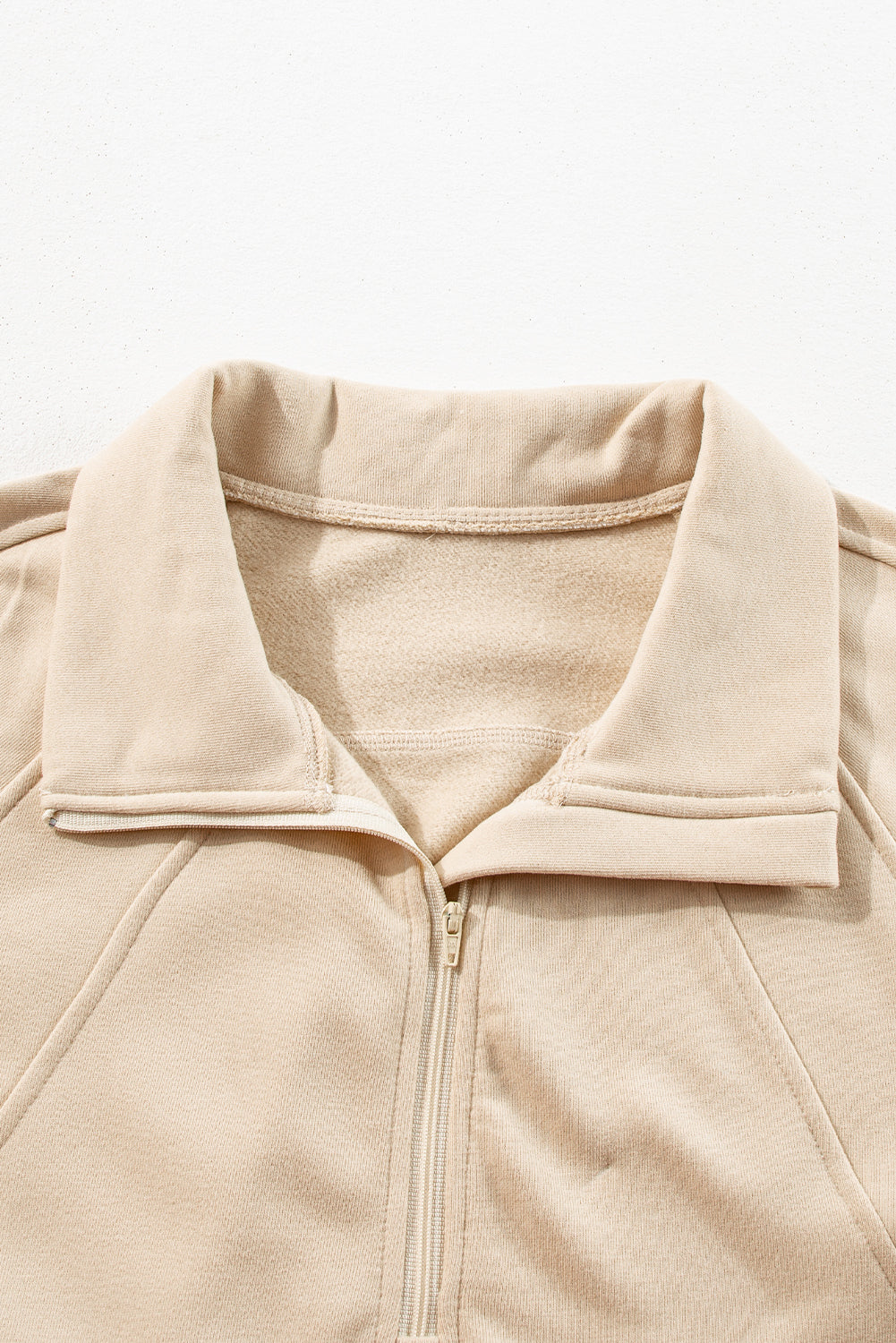 Zip Up Pop Collar Ribbed Sweatshirt