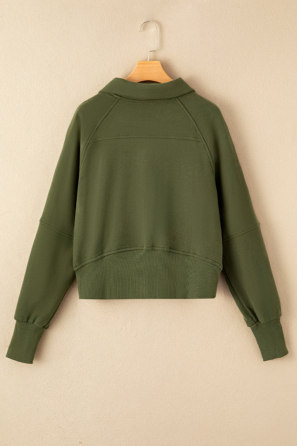 Zip Up Pop Collar Ribbed Sweatshirt