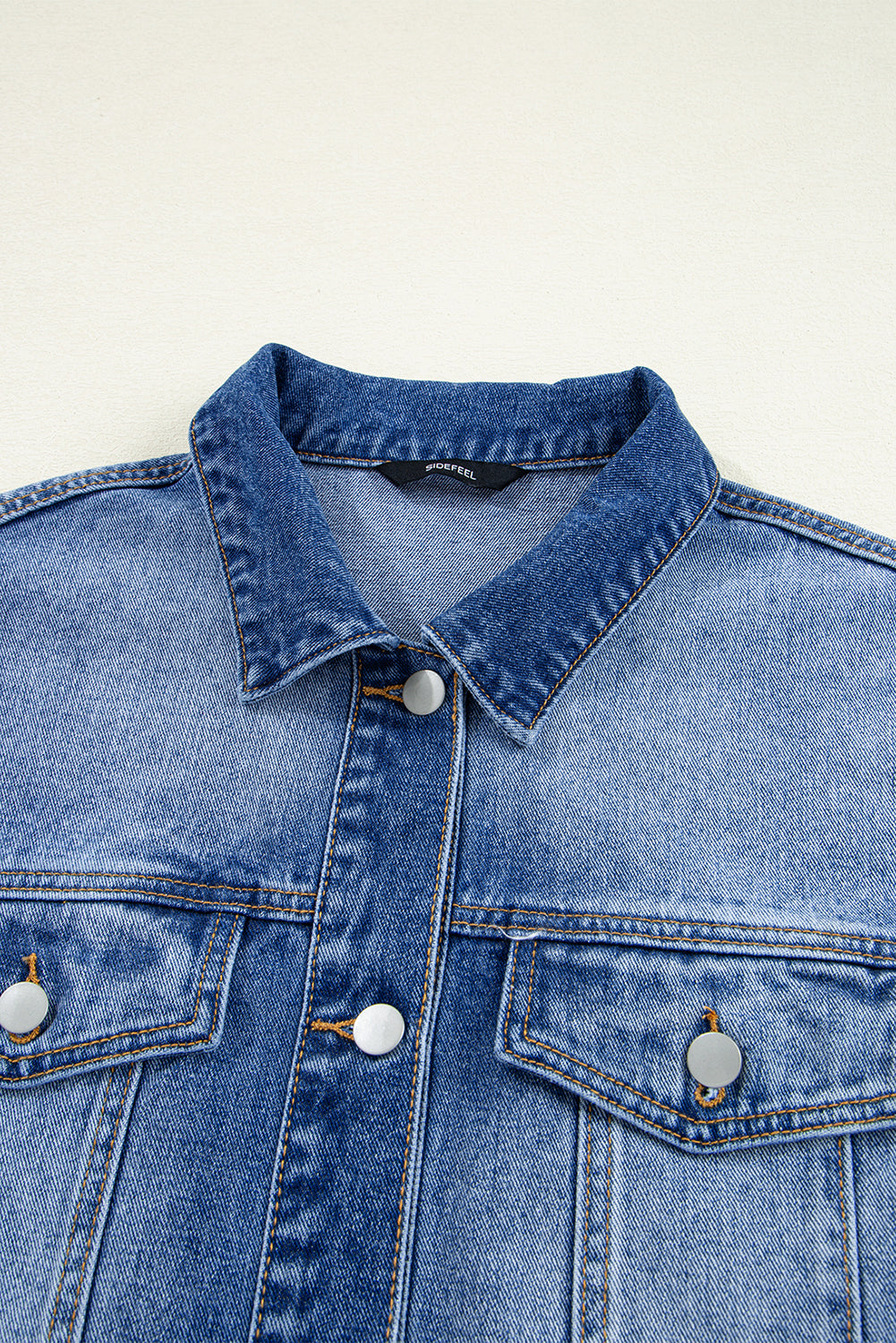 Peacock Ruffled Short Sleeve Denim Jacket