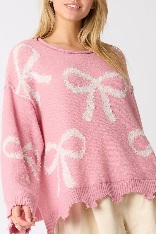 Pink Bow and Pearl Sweater