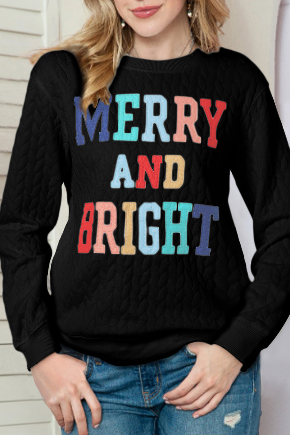 Merry and Bright Quilted Sweatshirt