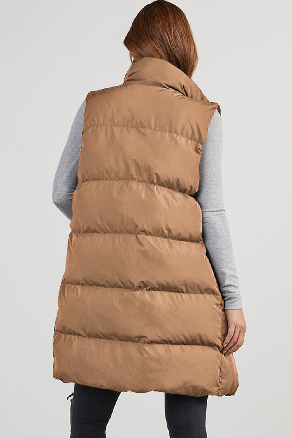 Pocketed Long Puffer Vest