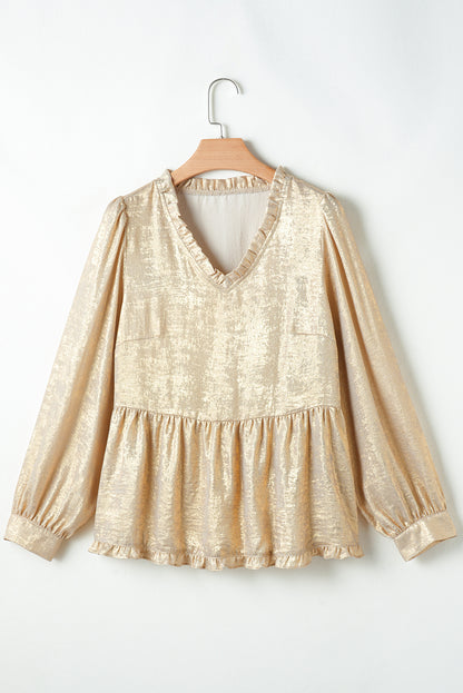 Metallic Velvet Babydoll Blouse