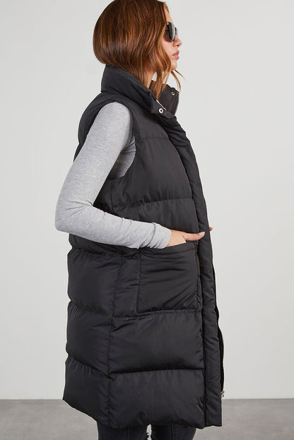 Pocketed Long Puffer Vest