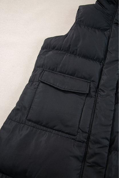 Pocketed Long Puffer Vest