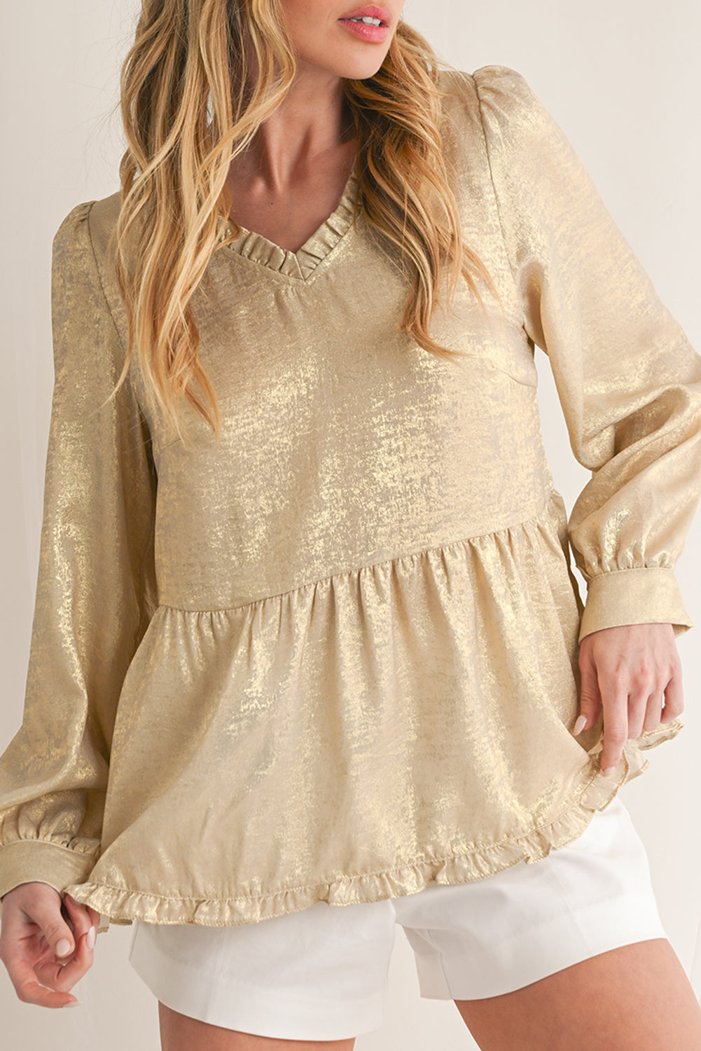 Metallic Velvet Babydoll Blouse