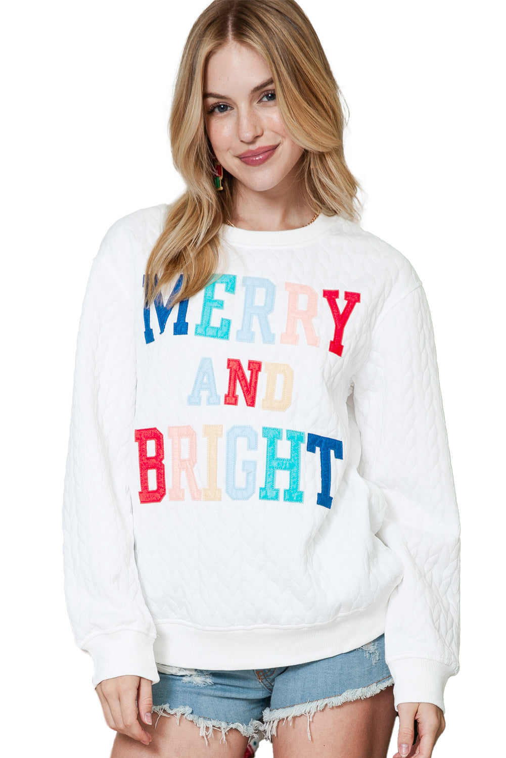 Merry and Bright Quilted Sweatshirt