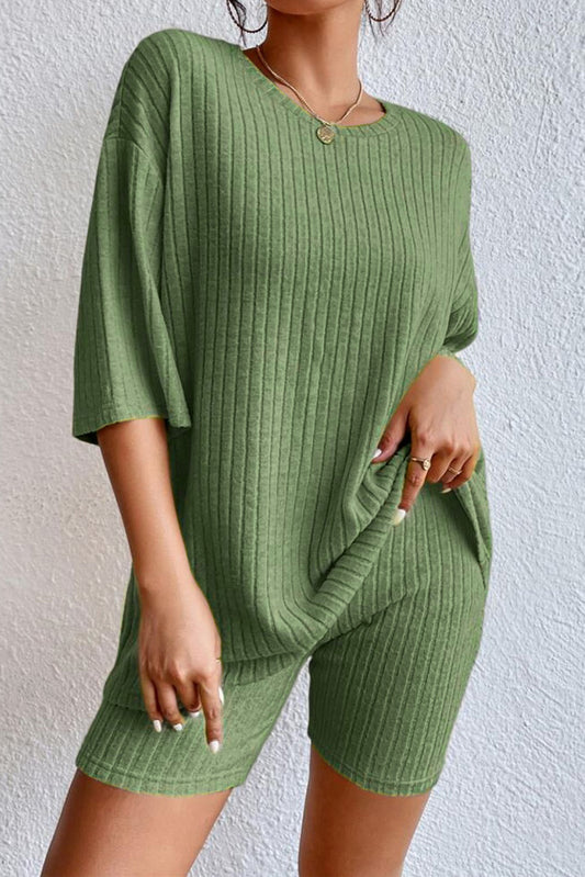 Green Ribbed Lounge Set