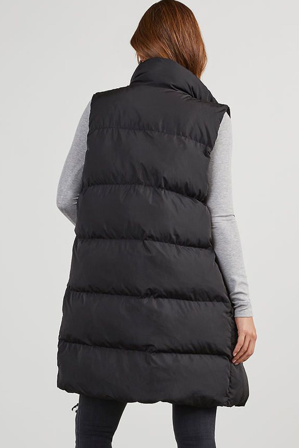 Pocketed Long Puffer Vest