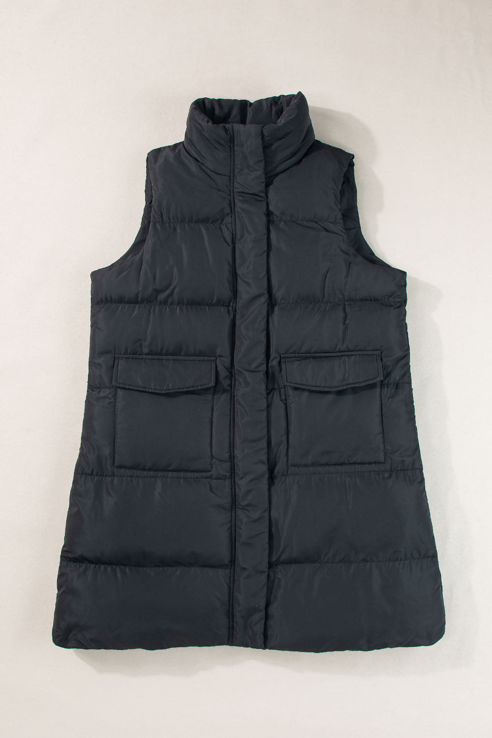 Pocketed Long Puffer Vest