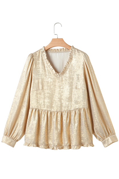 Metallic Velvet Babydoll Blouse