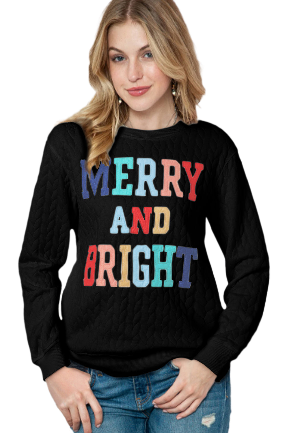 Merry and Bright Quilted Sweatshirt